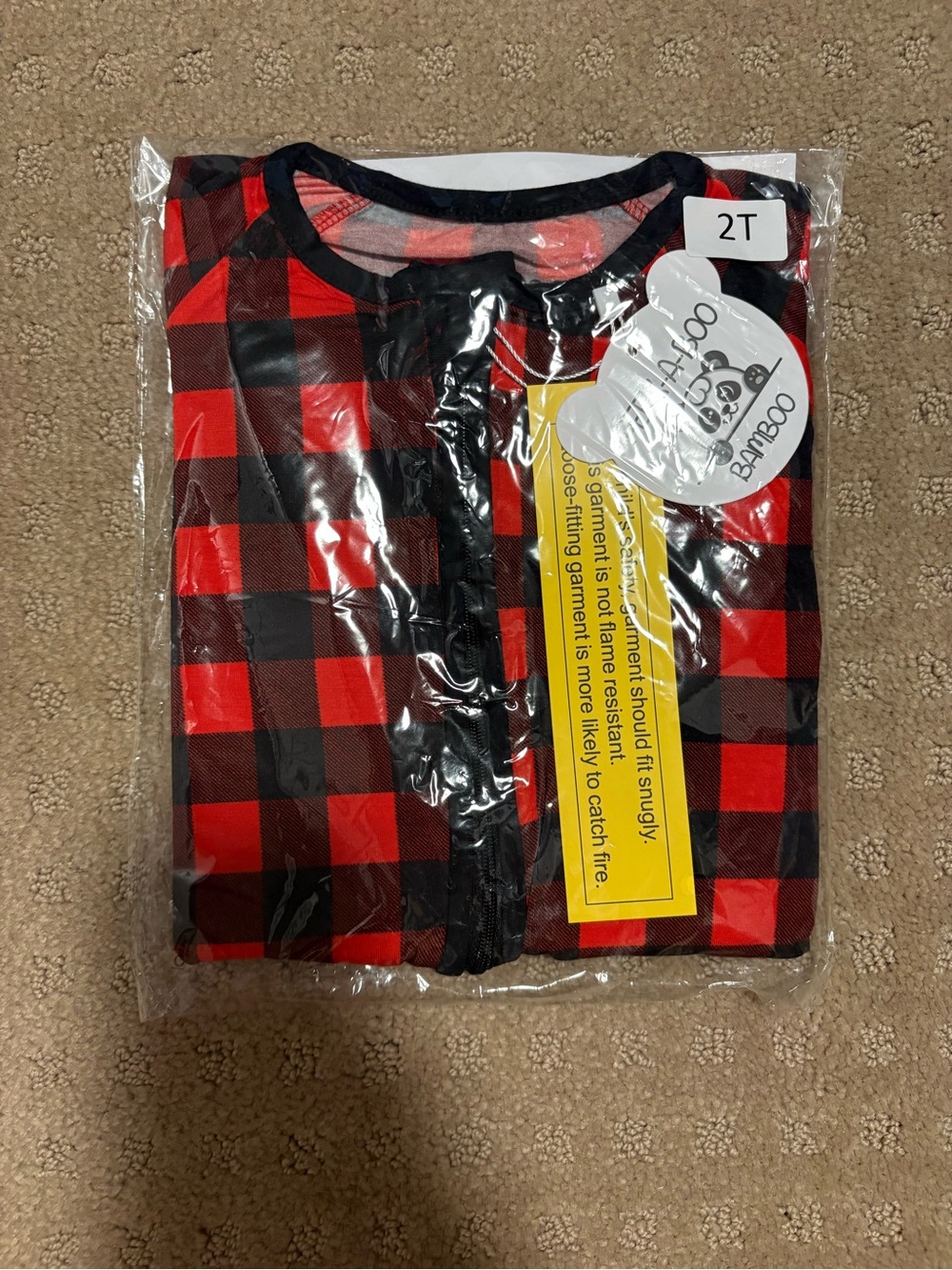 Bamboo Red and Black Buffalo Plaid Zippy Pajamas